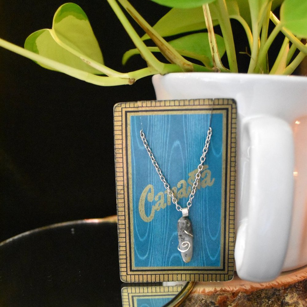 Hand Made - Wire Wrapped - Grey Labradorite Gemstone